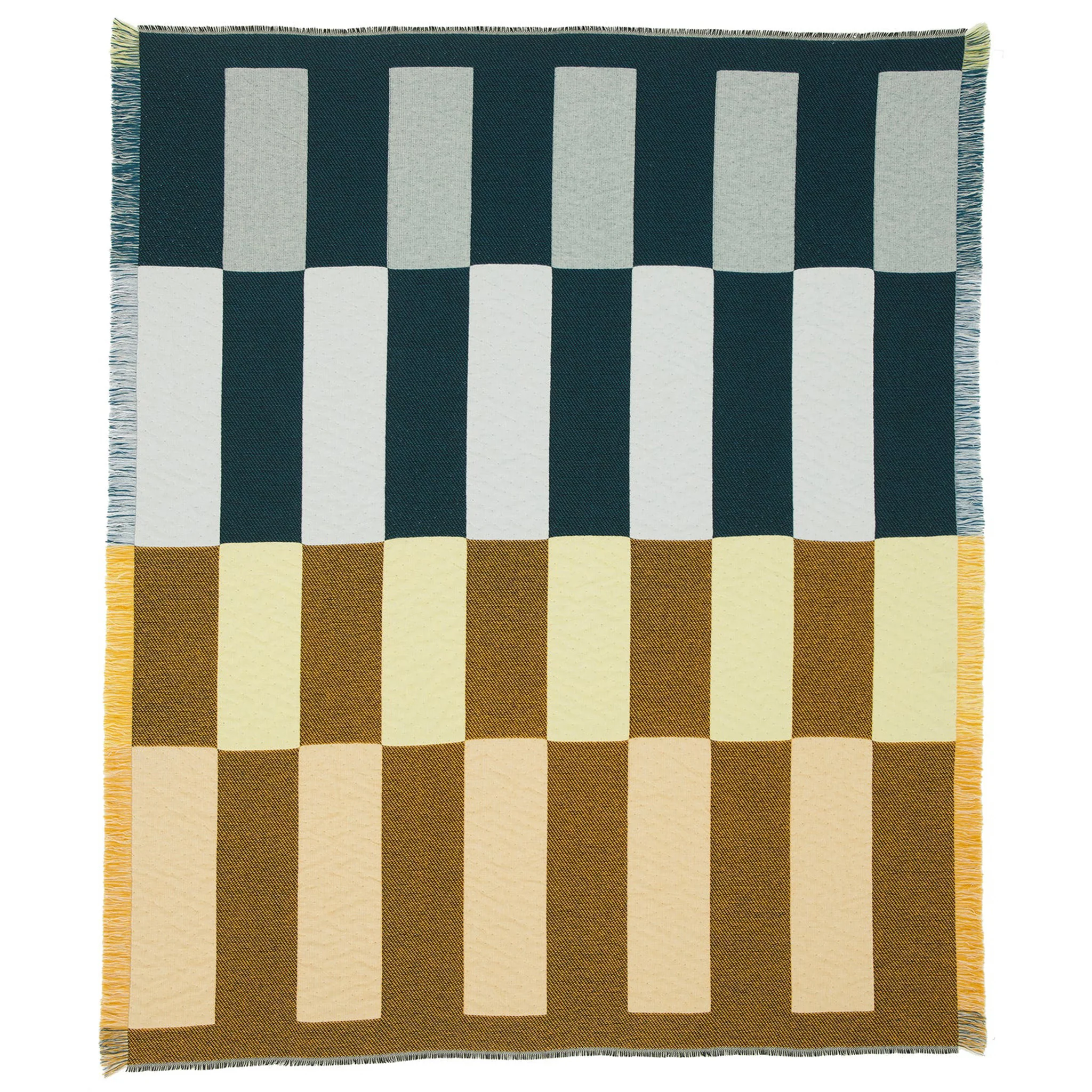 Dash Lambswool & Cashmere Blanket / Teal + Yellow