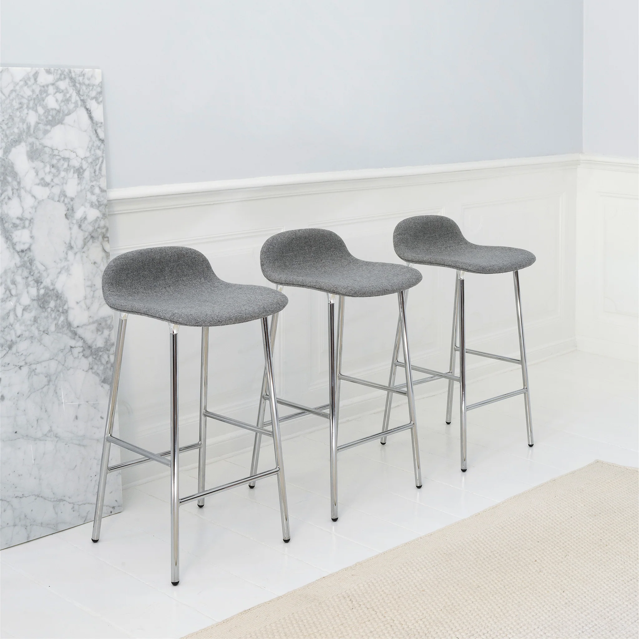 Form Bar Stool Upholstered with Steel Base by Normann Copenhagen - Image 6