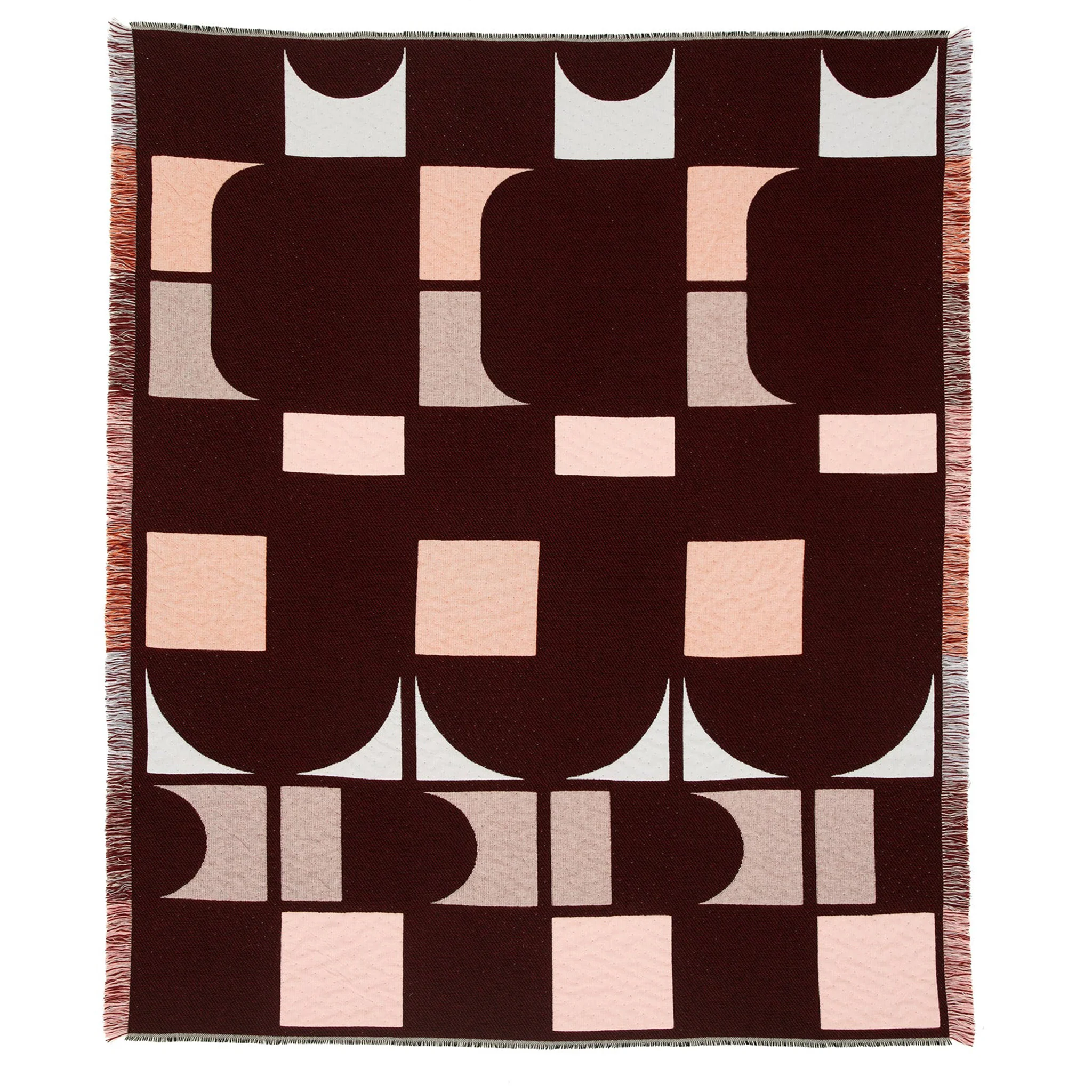 Grid Lambswool & Cashmere Blanket / Pink + Maroon - Image 2